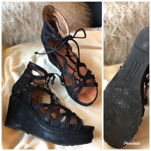 Gentle souls lace up wedges